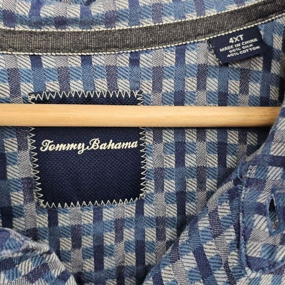 Tommy Bahama Mens 4XT Silk Blend Blue Purple Basketweave Button Up Shirt - Picture 2 of 10